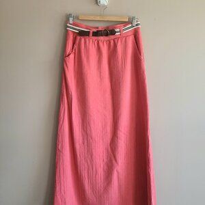 Splendid soft red maxi skirt with belt. Fits bigger.